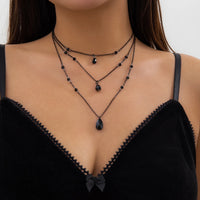 Vintage Black Crystal Layered Choker - Gothic Statement Necklace for Midnight Glamour - View 4