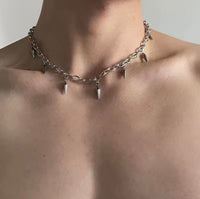 Gothic Spike Rivet Chain Necklace – Punk Stainless Steel Choker for Men & Women