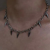 Gothic Spike Rivet Chain Necklace – Punk Stainless Steel Choker for Men & Women
