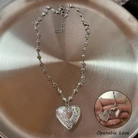 Gothic Heart Pendant Necklace - Silver Locket style