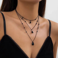 Vintage Black Crystal Layered Choker - Gothic Statement Necklace for Midnight Glamour - View 5