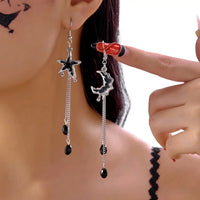 Dramatic Crystal Bat Drop Earrings - Gothic Vampire & Dark Fantasy Jewelry