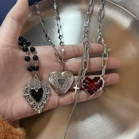 Gothic Heart Pendant Necklace - all three heart styles compared