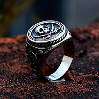 Elite Gothic Pirate Skull Ring - Stainless Steel Statement Jewelry for Men - View 4