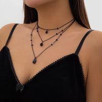 Vintage Black Crystal Layered Choker - Gothic Statement Necklace for Midnight Glamour - View 3