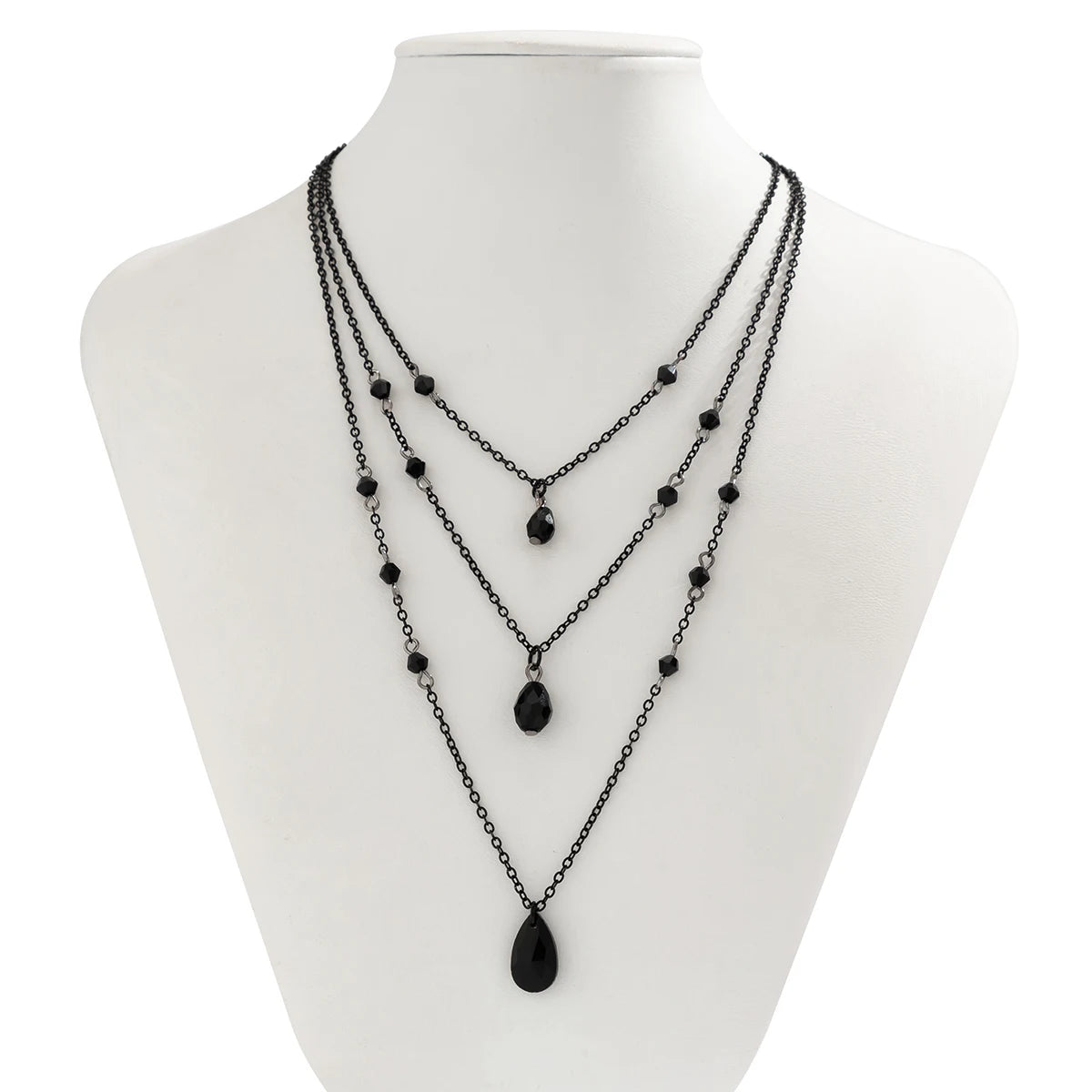 Vintage Black Crystal Layered Choker - Gothic Statement Necklace for Midnight Glamour - View 2